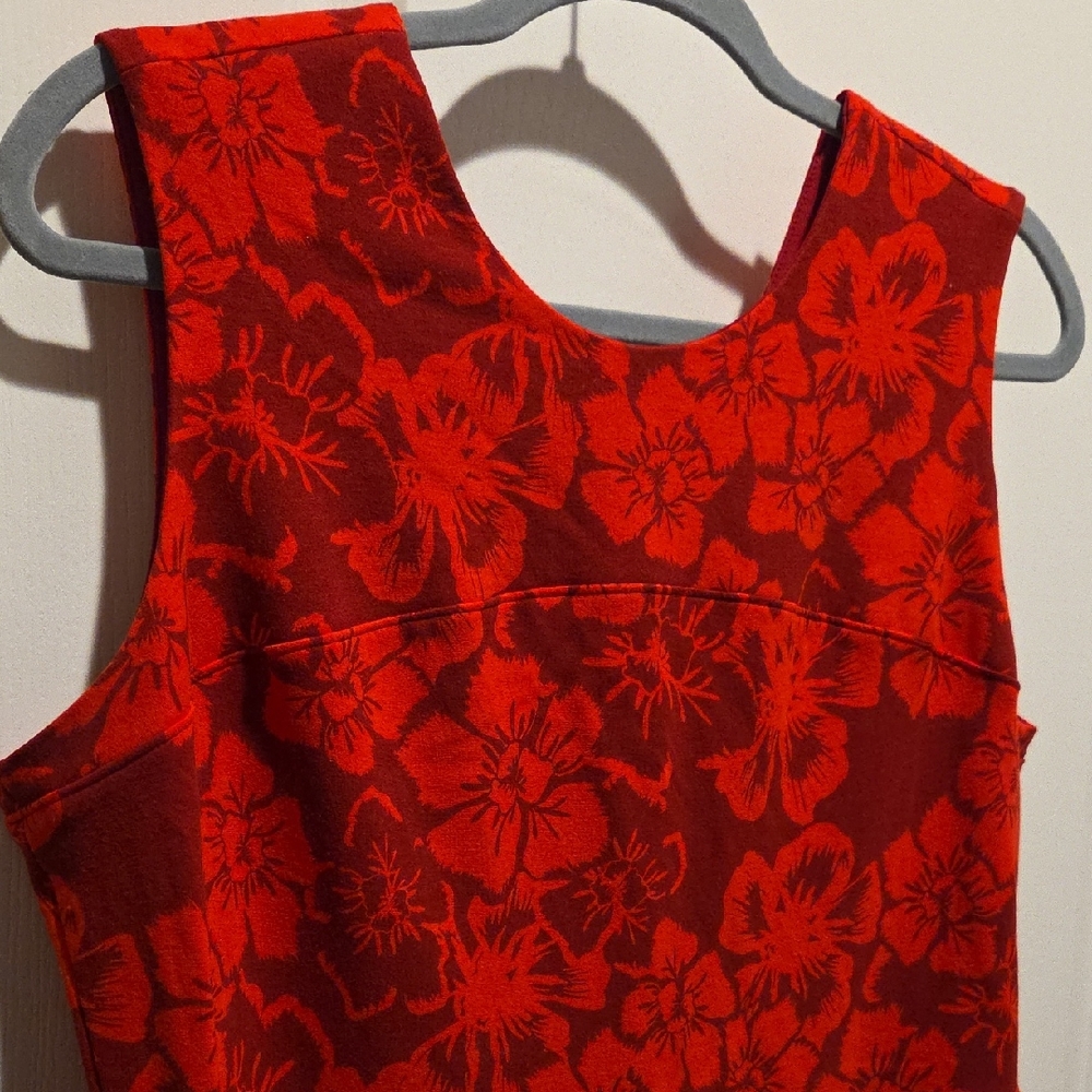 Lands' End Red Floral Sleeveless Dress